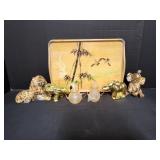 Bamboo Tray w/ Figurines & Glass Oil Diffusers