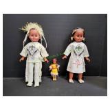 (2) 17" Indian Dolls w/ (1) 7.5" Indian Doll