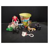 Bucket of Football Players & More Figures