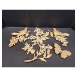 Vintage Gold Syroco Birds Wall Dï¿½cor Set