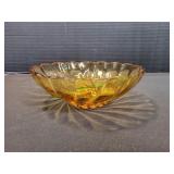 Vintage 9" Hazel-Atlas Seashell Amber Bowl