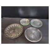 (5)Glass Saucers, (3)Glass Plates & (2) Platters