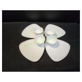 Vintage Milk Glass Snack / Tea Set, 4pc