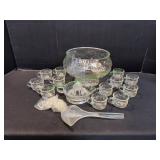 Vintage Jeanette Glass Punch Bowl w/ Cups