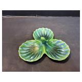Vintage Glazed Pottery Divided Serving Tray
