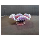 Plum Hobnail Opalescent Candleholder