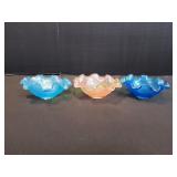 (3) Colony Glass Ruffled Waffle Dessert Dishes