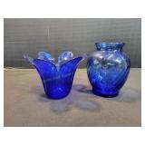 (2) Cobalt Blue Vases