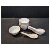 Tatung Taiwan Floral Rice Bowl & Spoon Set, 12pc