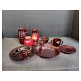 Red Ruby Glass Vase, Dinnerware & Candles