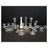 Crystal Candlesticks & Bud Vases