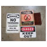 (3) Metal Signs & (1) Plastic Sign