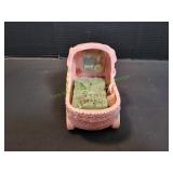 Vtg Pink Baby Carriage Musical Ceramic Planter