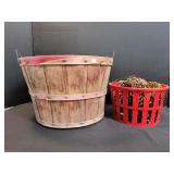 Bushel Basket w/ Pinecones