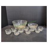Punch Bowl w/ Matching Serving Bowl & Cups