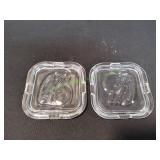 (2) Vintage Federal Clear Glass Refrigerator Lids