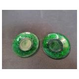 (2) 4.5" Anchor Hocking Forest Green Saucers