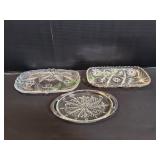 (3) Vintage Glass Serving Trays
