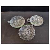 (2) Small Single Handle Glass Dishes w/ Saucer