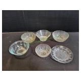 (5) Small Glass Serving Bowls  w/ Dessert Bowl