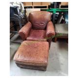 Leather Chair w/ Matching Ottoman