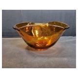 Vintage Indiana Glass Amber Folded Chip Bowl