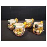 (4) Vintage Pheasant Mugs