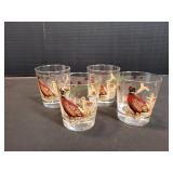 (4) Vintage Libbey Pheasant Cocktail Glasses
