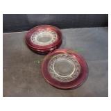 Vtg Indiana Cranberry & Clear Salad Plates