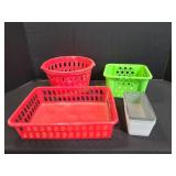(3) Small Red Baskets & More