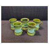(4) Vintage Decorama Dallas Pottery Mugs & Sugar