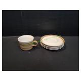 (4) Country Manor Saucers w/ (1) Mug