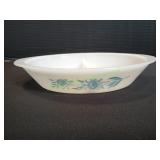 Vintage 9" Glasbake Divided Vegetable Dish J2352
