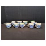 (9) Blue Willow Churchill Coffee Cups