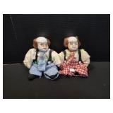 (2) 7" White Face Clown Dolls by Artmark