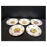 (5) Vintage Porcelain Fruit Design Plates