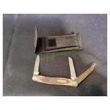 Old Timer Triple Blade Pocket Knife in Sheath
