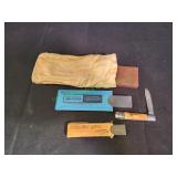 (3) Blade Sharpening Stones w/ Pocket Knife