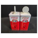 (2) 10" Tin Box Co Coca-Cola Coin Banks
