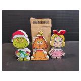 (3) 6.5" The Grinch Chunky Wood Bobbleheads
