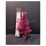 25" Pre-Lit Tinsel Tree, Peppermint Pink