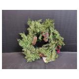 12" My Texas House Wreath w/ Berry & Pinecone