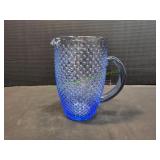 9" Blue Hobnail Water Pitcher