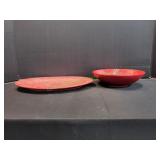 Beaver Barn Pottery Red Serving Set