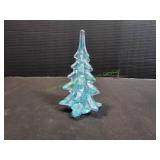 Vtg 6" Blue Glass Christmas Tree