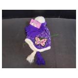 Purple Butterfly Stocking Hat w/ Gloves
