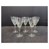 (5) Vtg Etched Wine Glasses