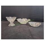 (2) Glass Serving Bowls w/ Pedestal Candy Dish