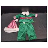 Green Elf Christmas Outfit w/ Hat, Sz 3mos