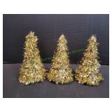 (3) 10" Gold Christmas Tree Decorations